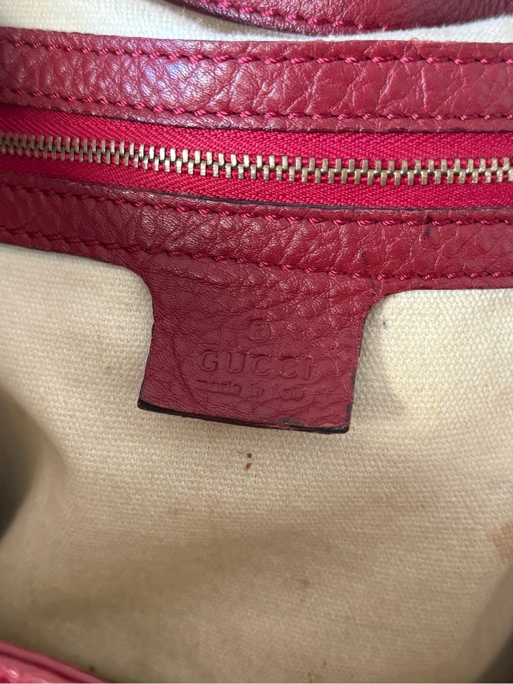 Gucci Soho Shoulder Bag Red Burgundy Medium Size - Picture 10 of 14